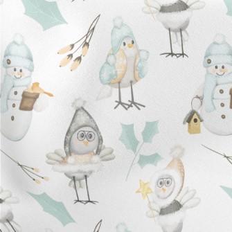 Winter Birds And Snowman Stretch Ponte