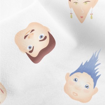 Cartoon Different Faces Micro Fleece