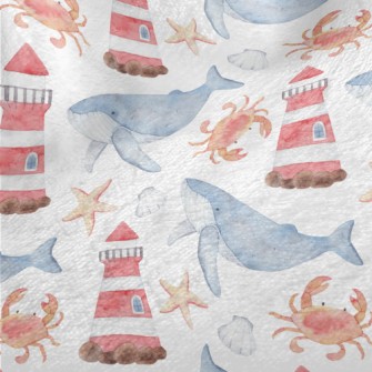 Watercolor Lighthouse And Whal Minky