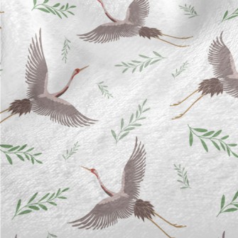 Cartoon Crane With Leaves Minky