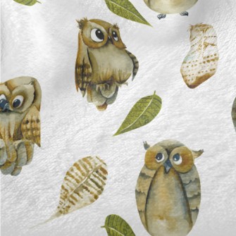 Cute Watercolor Owl Minky