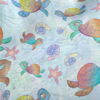 Colorful Hand Drawn Turtle Minky