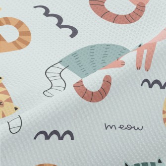 Colorful Cartoon Cat Piqué