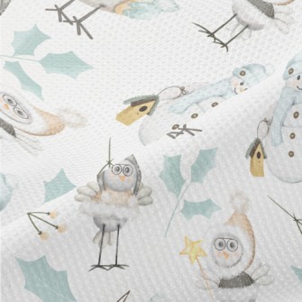 Winter Birds And Snowman Piqué