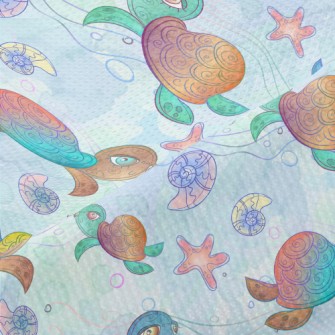 Colorful Hand Drawn Turtle Piqué