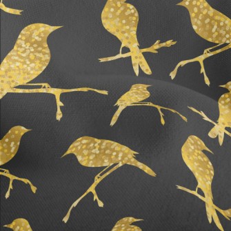 Gold Glitter Bird Silhouette Lightweight Performance Linen