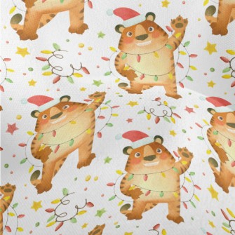 Hand Drawn Tiger Celebrating C Lightweight Performance Linen
