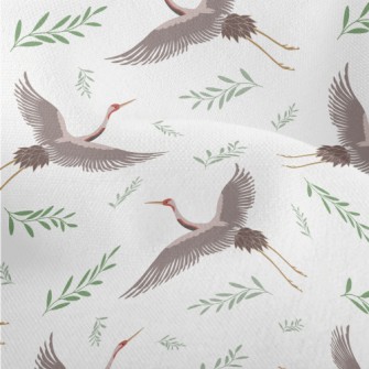 Cartoon Crane With Leaves Lightweight Performance Linen