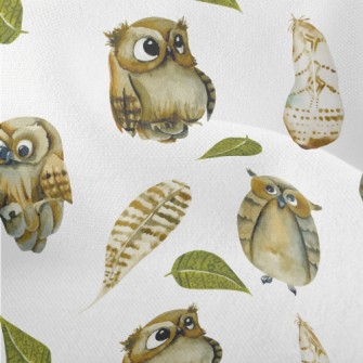 Cute Watercolor Owl Lightweight Performance Linen