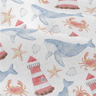 Watercolor Lighthouse And Whal Modern Jersey
