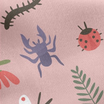 Colorful Cartoon Insects Jersey Backed Fleece