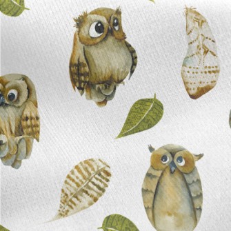 Cute Watercolor Owl Jersey Backed Fleece