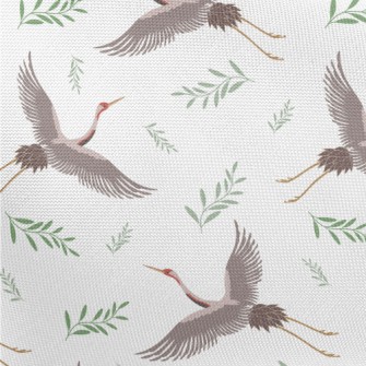 Cartoon Crane With Leaves Pongee