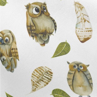 Cute Watercolor Owl Pongee