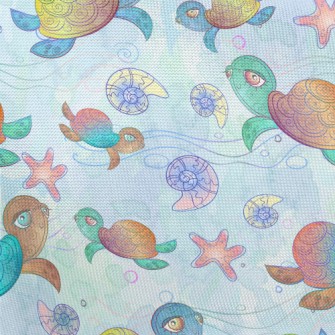 Colorful Hand Drawn Turtle Pongee