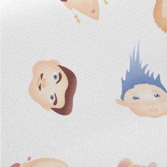 Cartoon Different Faces Midweight Cotton Poplin