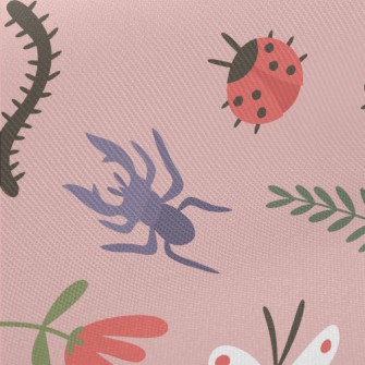 Colorful Cartoon Insects Midweight Cotton Poplin
