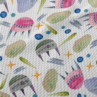 Watercolor Hand Painted Spaces Birdseye Piqué