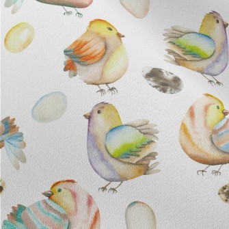 Watercolor Bird And Eggs Chiffon