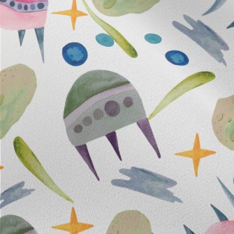 Watercolor Hand Painted Spaces Chiffon