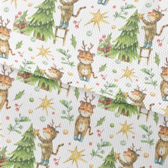 Merry Christmas Tiger Waterproof Oxford
