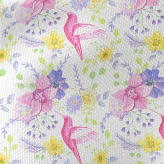 Pink Hummingbird And Flowers Waterproof Canvas