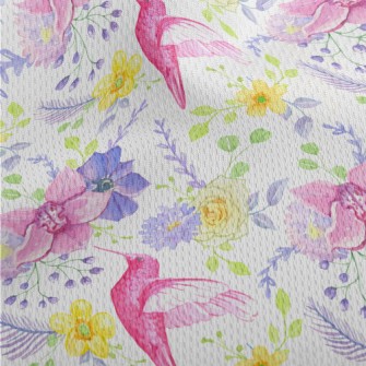 Pink Hummingbird And Flowers Athletic Mesh Flat Back