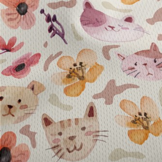 Watercolor Cat And Flowers Athletic Mesh Flat Back