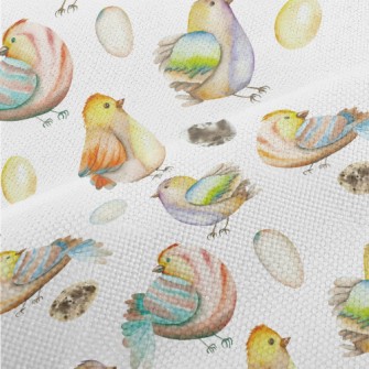 Watercolor Bird And Eggs Performance Linen