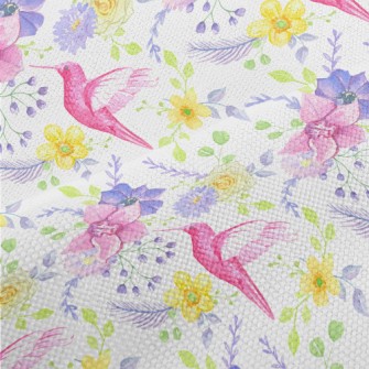 Pink Hummingbird And Flowers Performance Linen