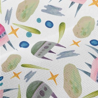 Watercolor Hand Painted Spaces Performance Linen