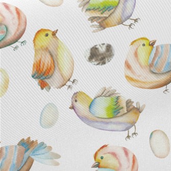 Watercolor Bird And Eggs Twill