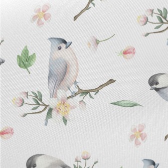 Spring Birds And Flowers Twill