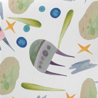 Watercolor Hand Painted Spaces Twill