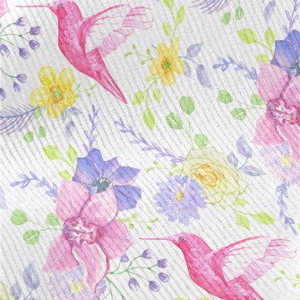 Pink Hummingbird And Flowers Standard Corduroy