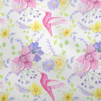 Pink Hummingbird And Flowers Dobby