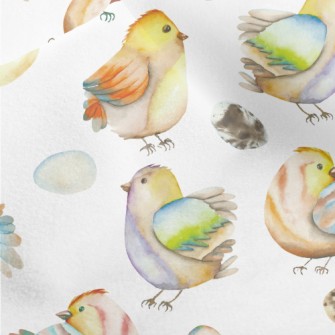 Watercolor Bird And Eggs Micro Fleece