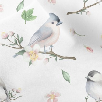 Spring Birds And Flowers Micro Fleece