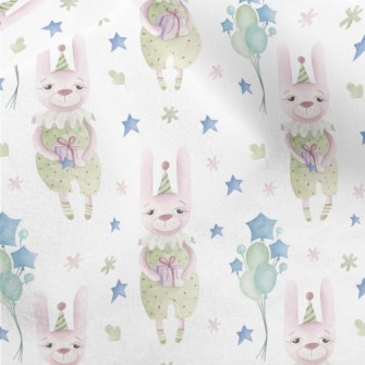 Watercolor Birthday Bunny Micro Fleece