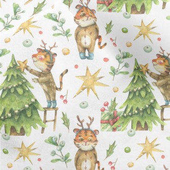 Merry Christmas Tiger Micro Fleece