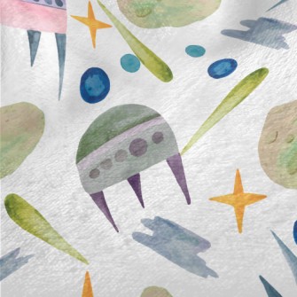 Watercolor Hand Painted Spaces Minky