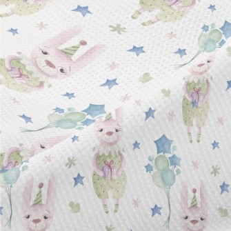 Watercolor Birthday Bunny Piqué