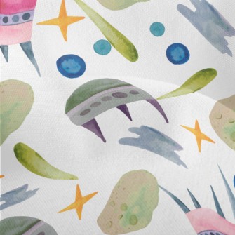 Watercolor Hand Painted Spaces Lightweight Performance Linen