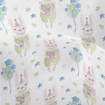 Watercolor Birthday Bunny Lightweight Performance Linen