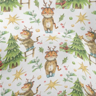 Merry Christmas Tiger Lightweight Performance Linen