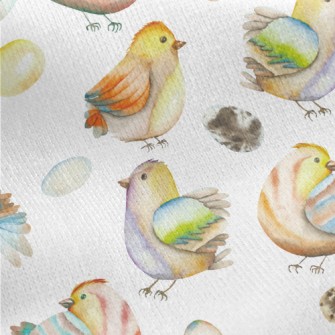 Watercolor Bird And Eggs Jersey Backed Fleece