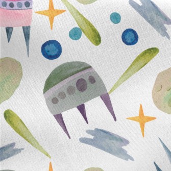 Watercolor Hand Painted Spaces Jersey Backed Fleece