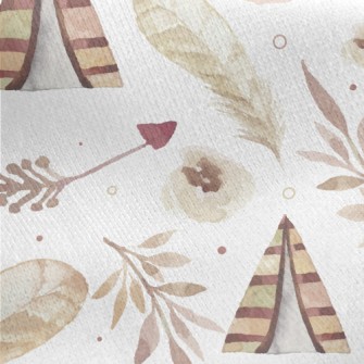 Watercolor Bohemian Elements Jersey Backed Fleece