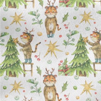 Merry Christmas Tiger Jersey Backed Fleece