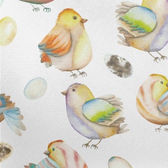 Watercolor Bird And Eggs Pongee